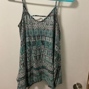 Teal and Black patterned tank top